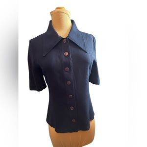Vintage Karl Lagerfeld made in France size 40 navy blouse. Very good condition